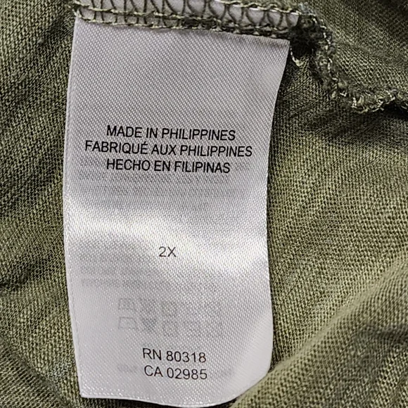 2XL Green white BANDANA print top LUCKY brand Western Print cotton Blend T Shirt - Picture 5 of 9